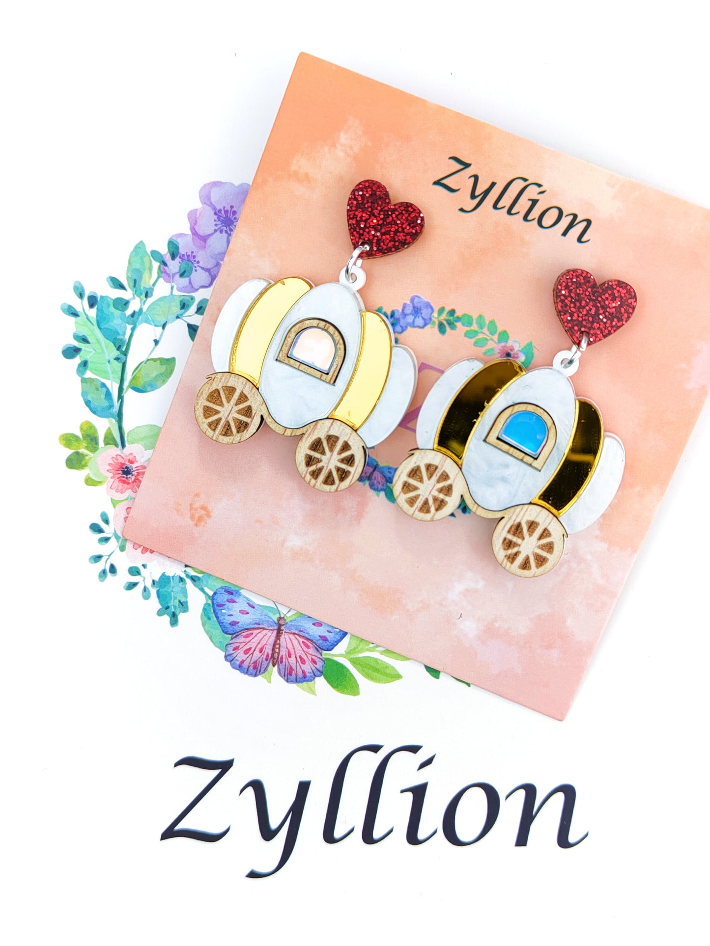 The pumpkin carriage acrylic earring