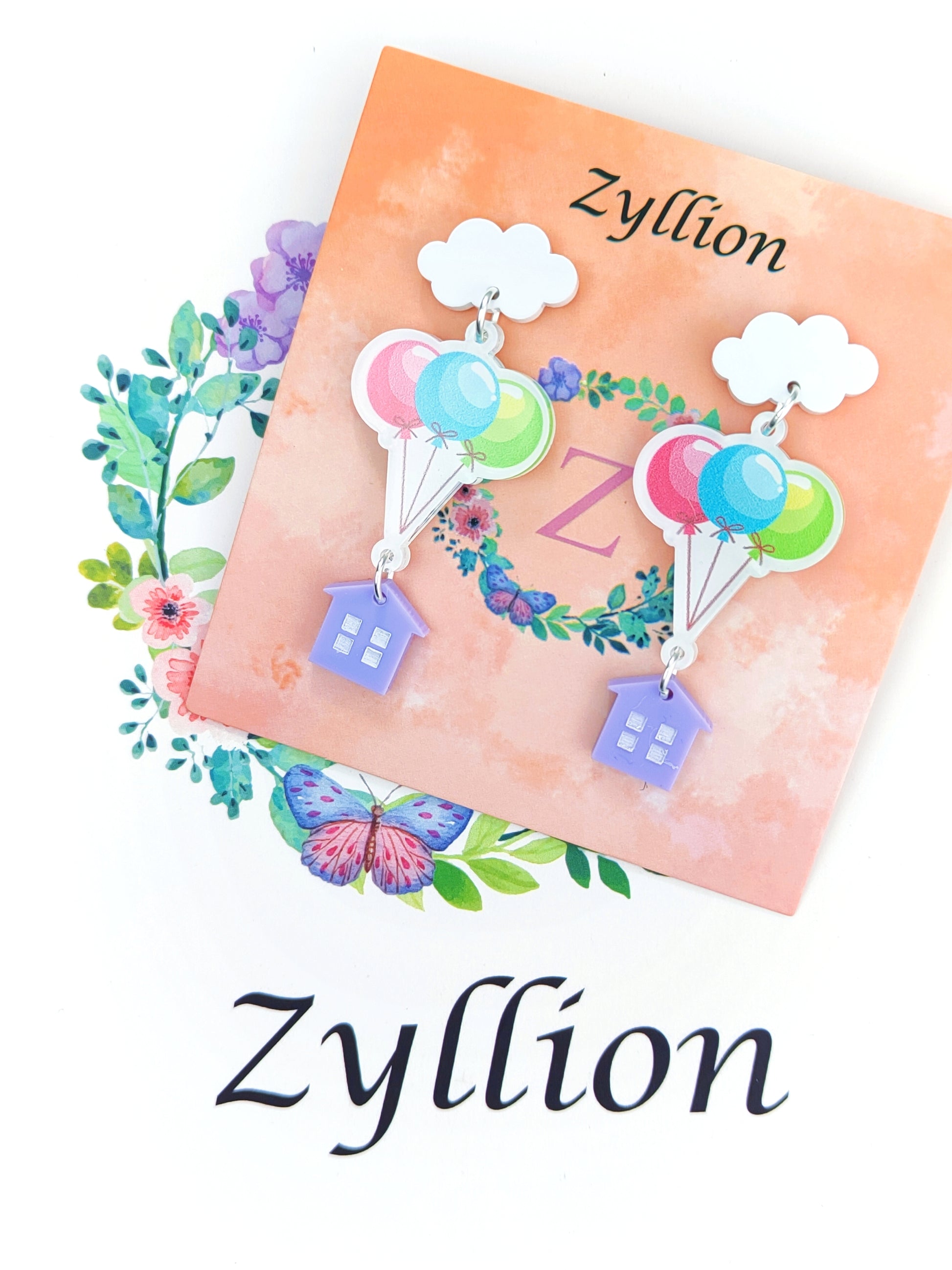 Ballon house Light Weight Acrylic Dangle