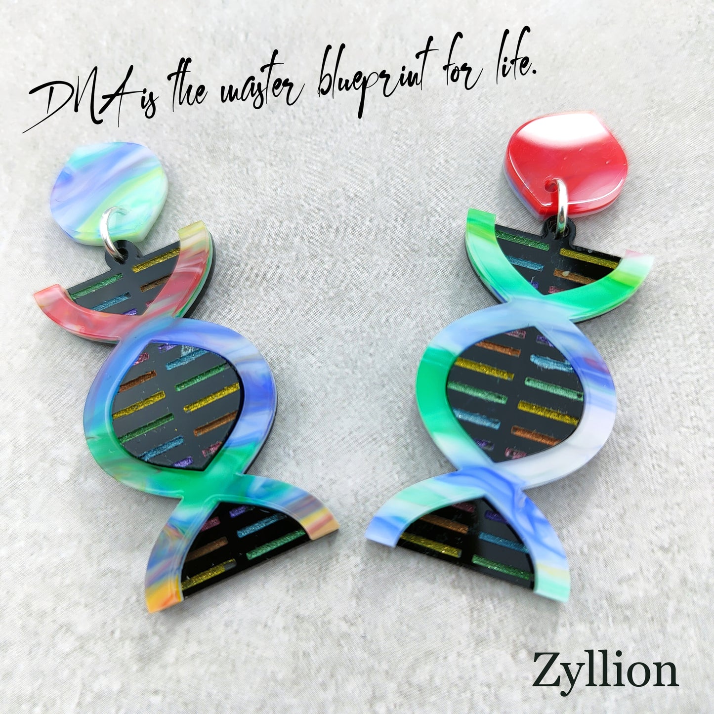 DNA strand Dangle Sterling Silver Earrings