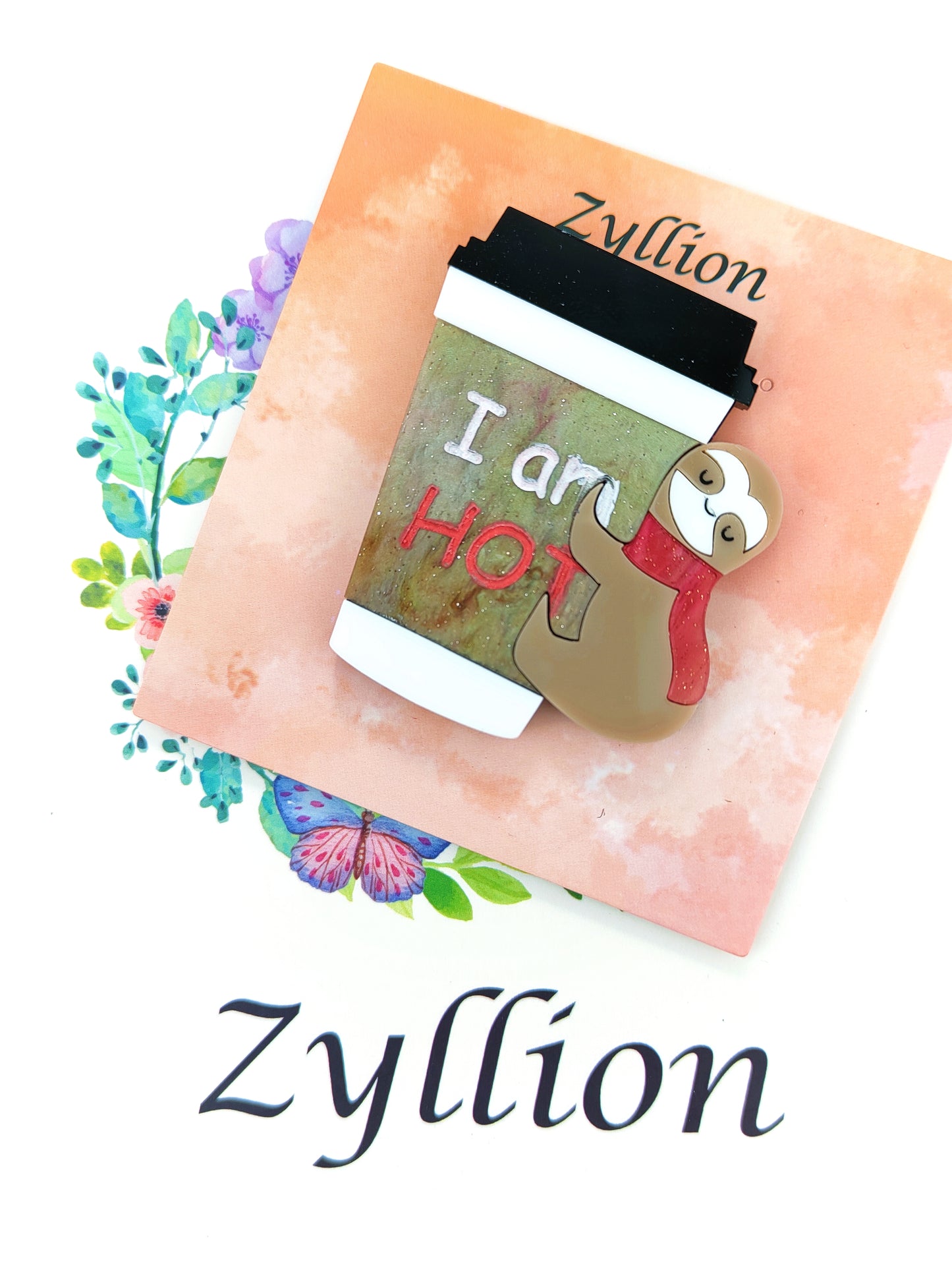 Sloth with a hot coffee Brooch