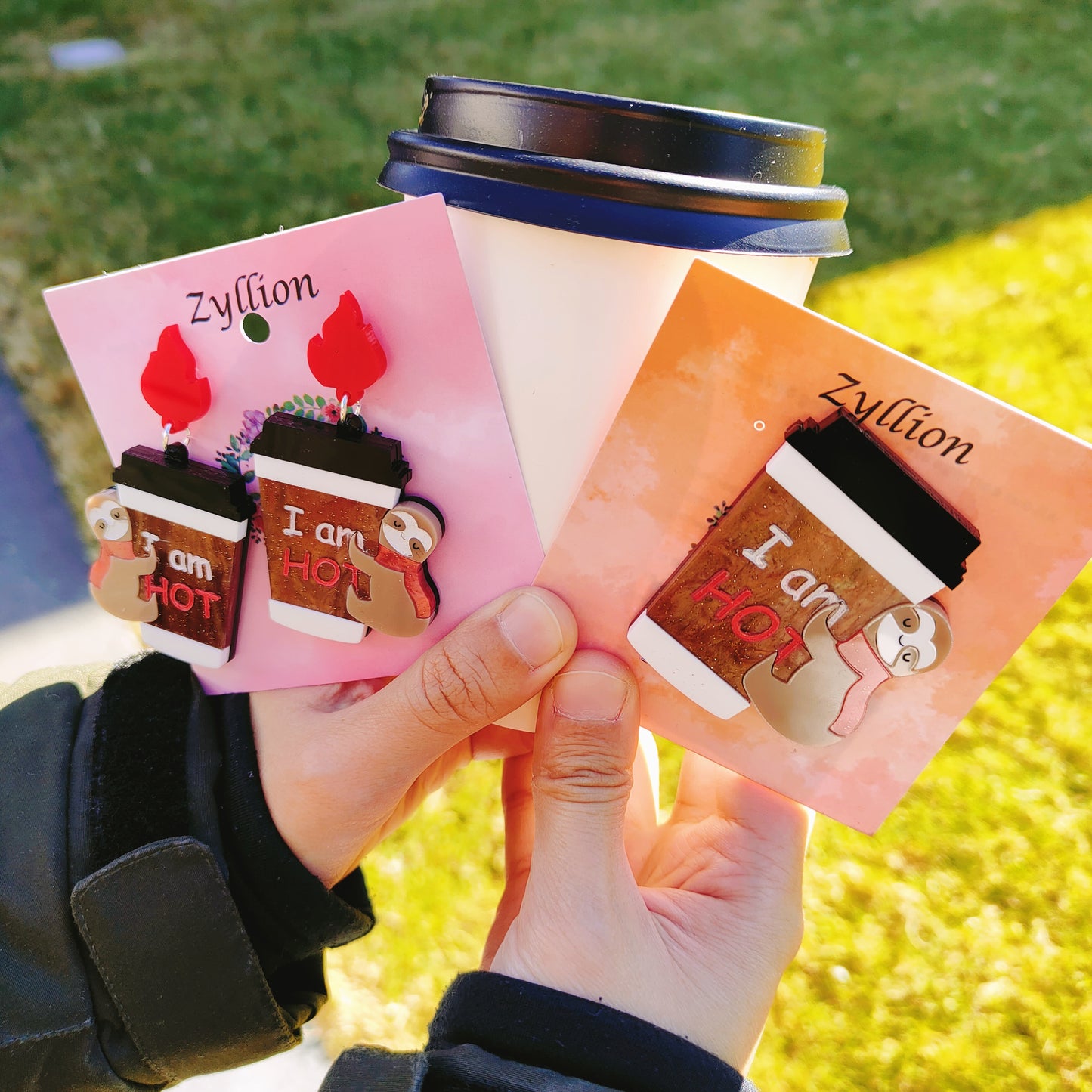 Sloth with a hot coffee Brooch