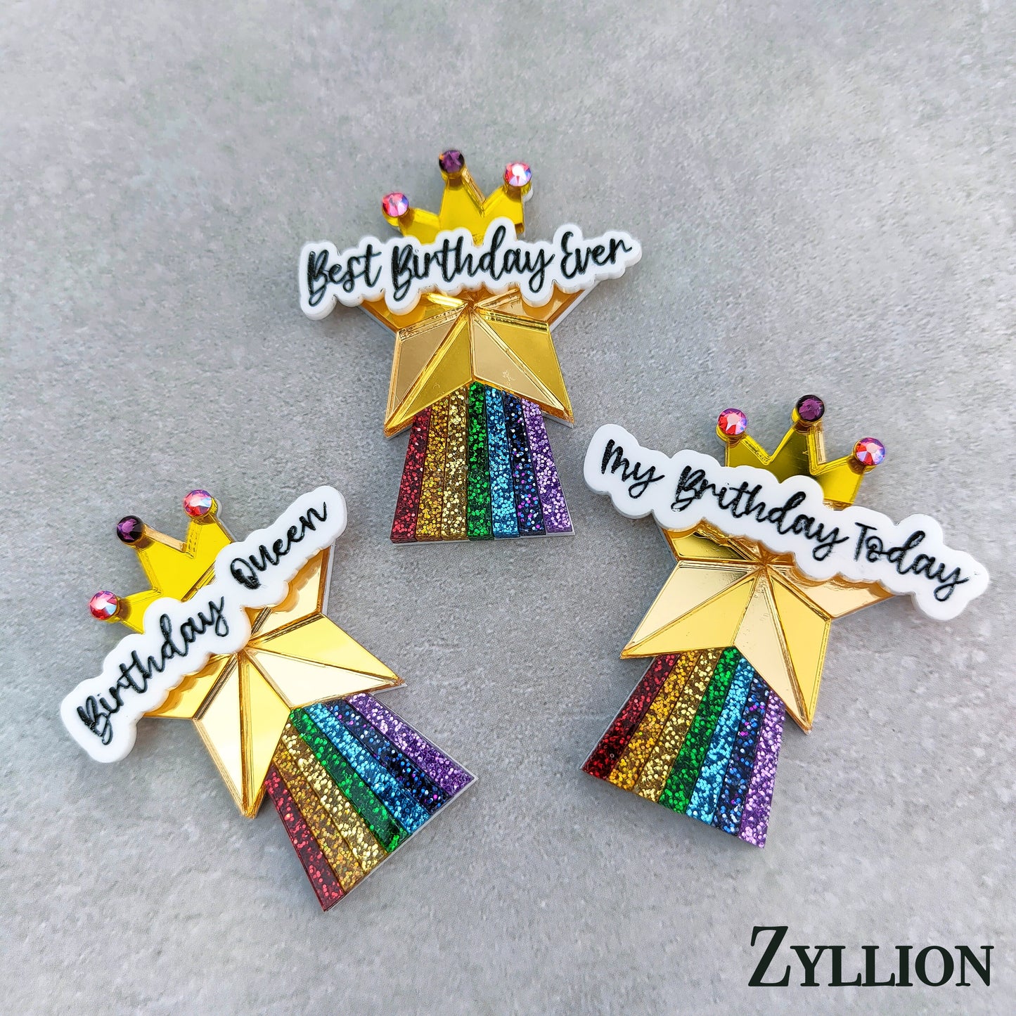 Rainbow Star birthday Brooch