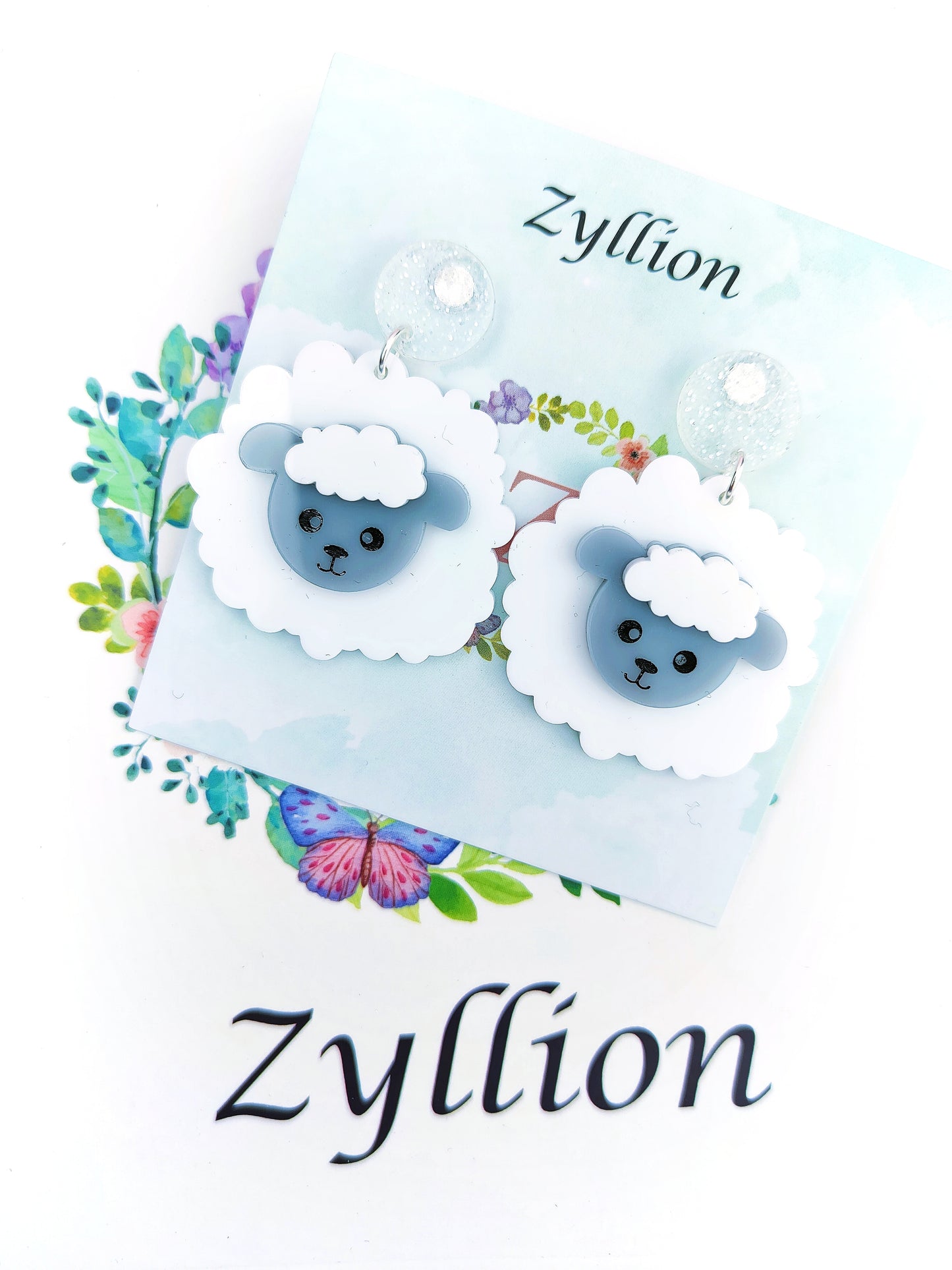 Sheep Dangle Sterling Silver Earrings