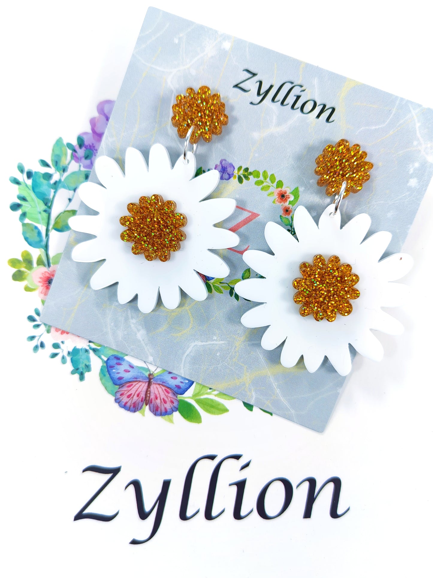 Daisy Dangle Sterling Silver Earrings