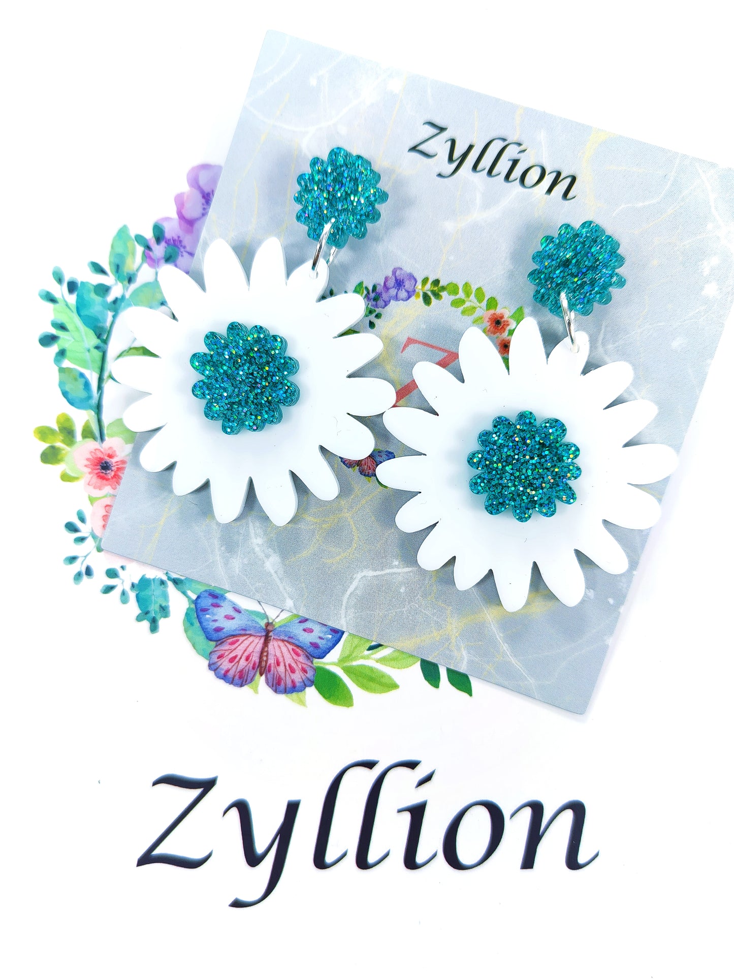 Daisy Dangle Sterling Silver Earrings