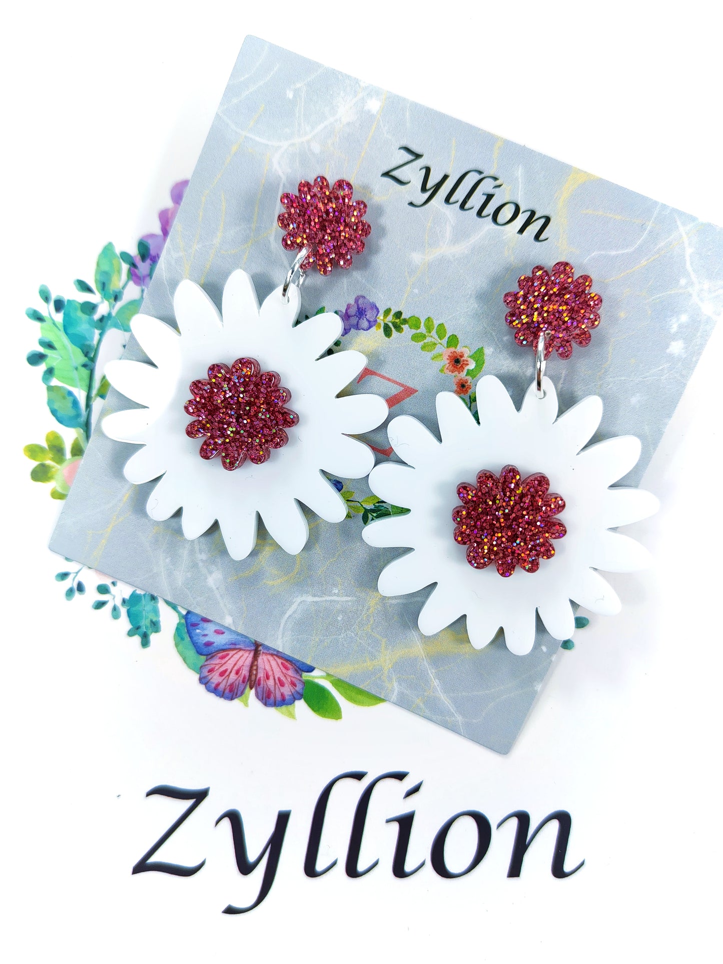 Daisy Dangle Sterling Silver Earrings