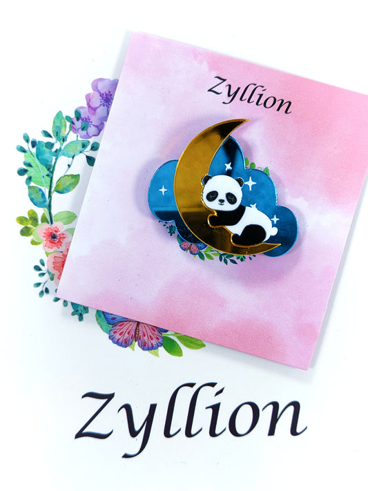Panda and Luna Brooch
