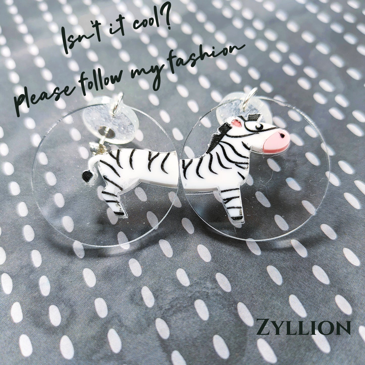 Zebra Dangle Sterling Silver Earrings