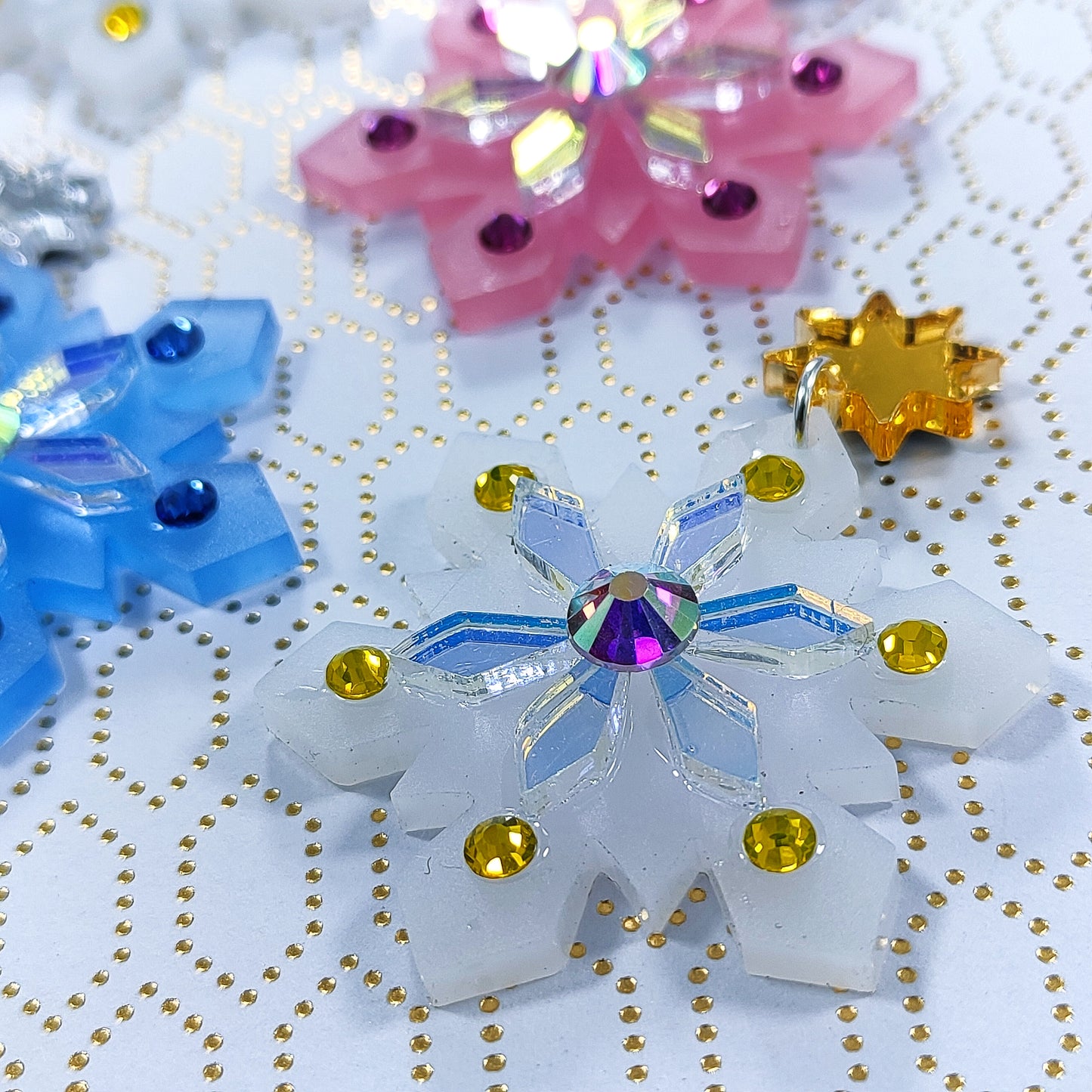 Crystal clear snowflake Dangle Sterling Silver Earrings