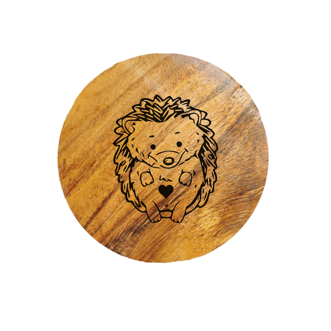 Cute Hedgehog Acacia Wood Coaster
