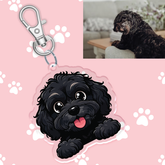 Black Cavoodle Acrylic Keychain