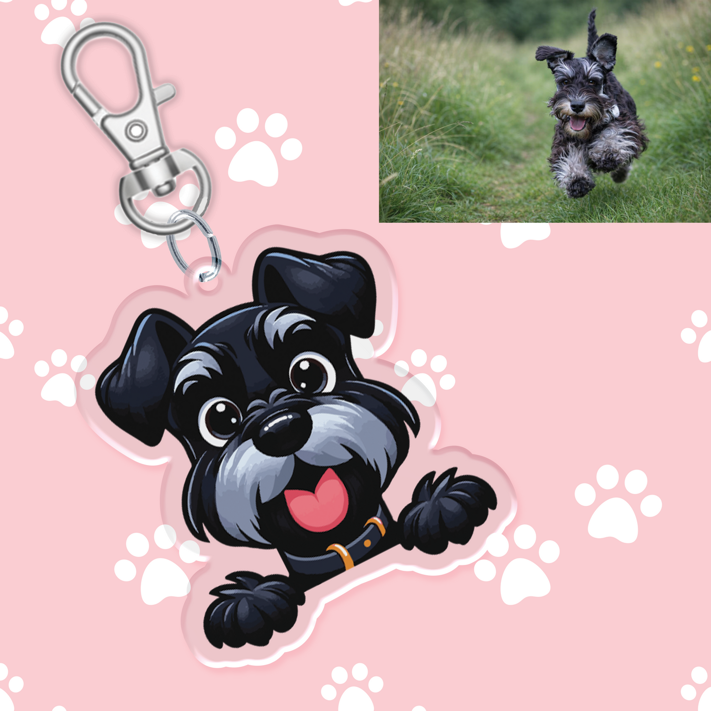 Black Schnauzer Acrylic Keychain - Zyllion
