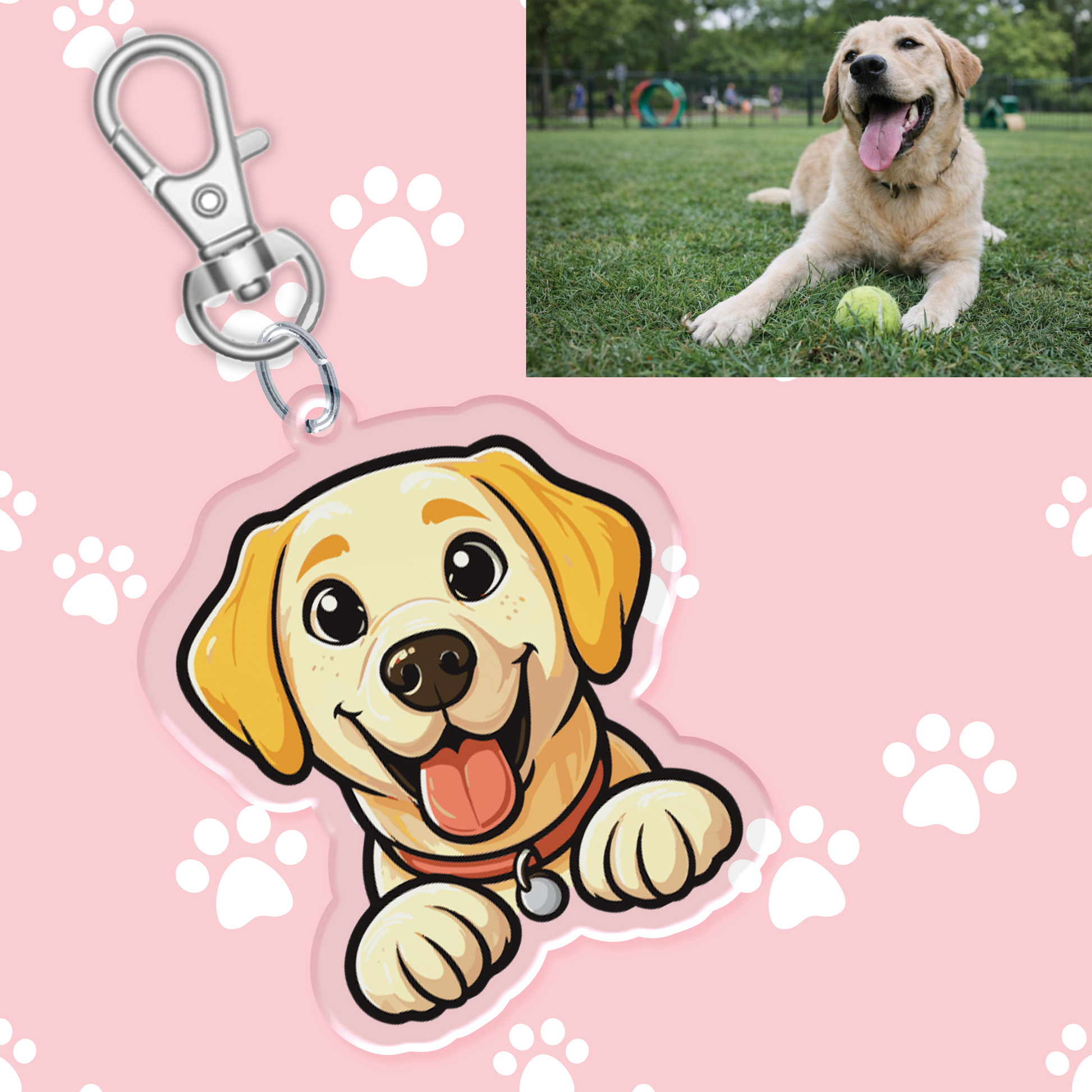 Golden Yellow Labrador Acrylic Keychain - Zyllion