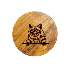 Balinese Cat Acacia Wood Coaster