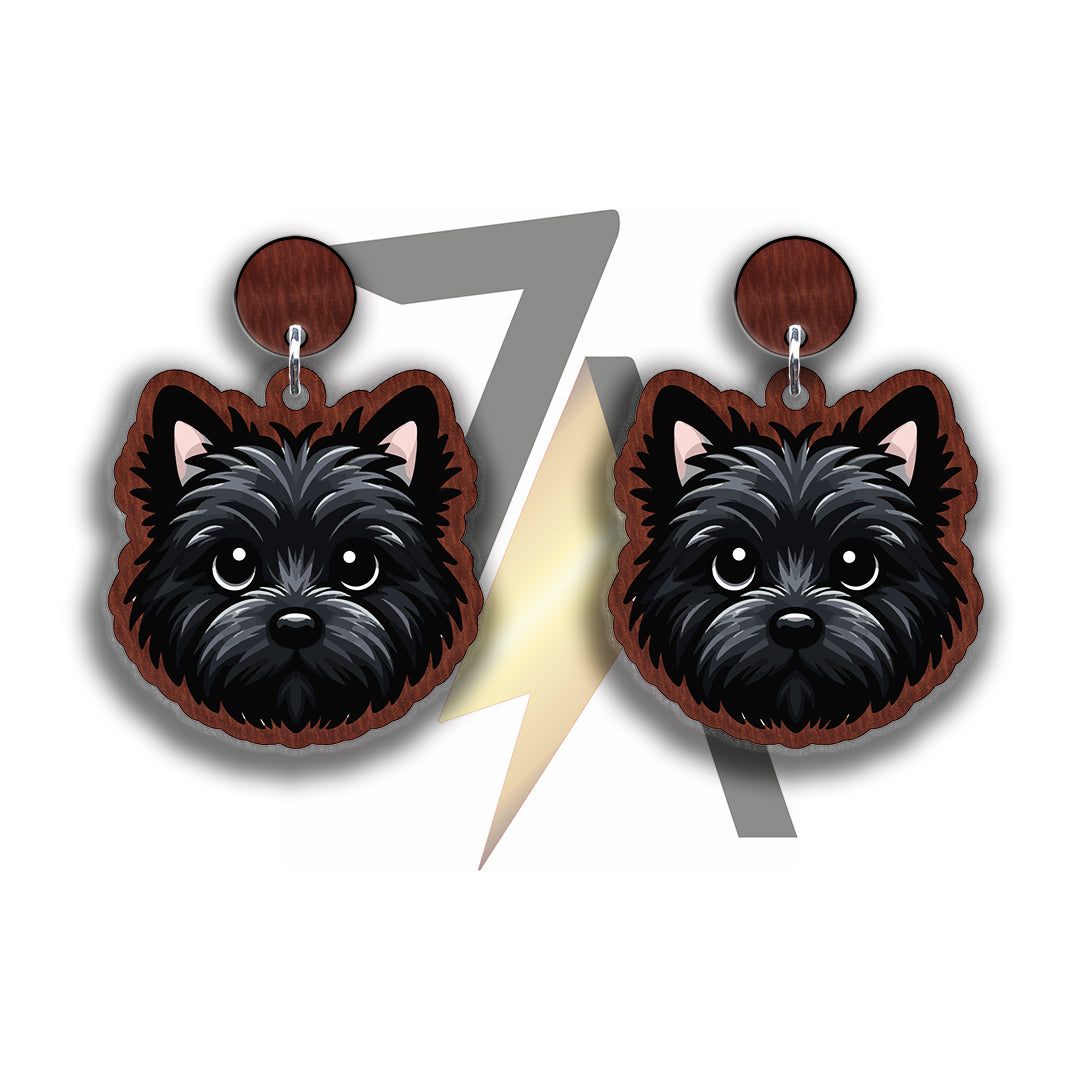 Black Cairn Terrier Dangle Earrings