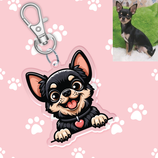 Black Chihuahua Acrylic Keychain