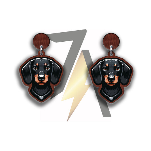 Black Dachshund Dangle Earrings