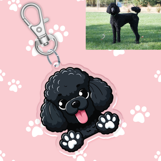 Black Poodle Acrylic Keychain