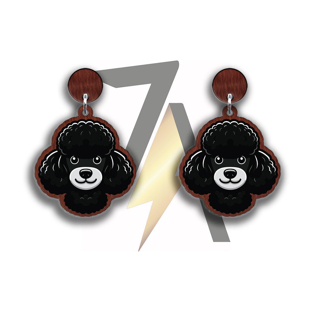 Black Poodle Dangle Earrings