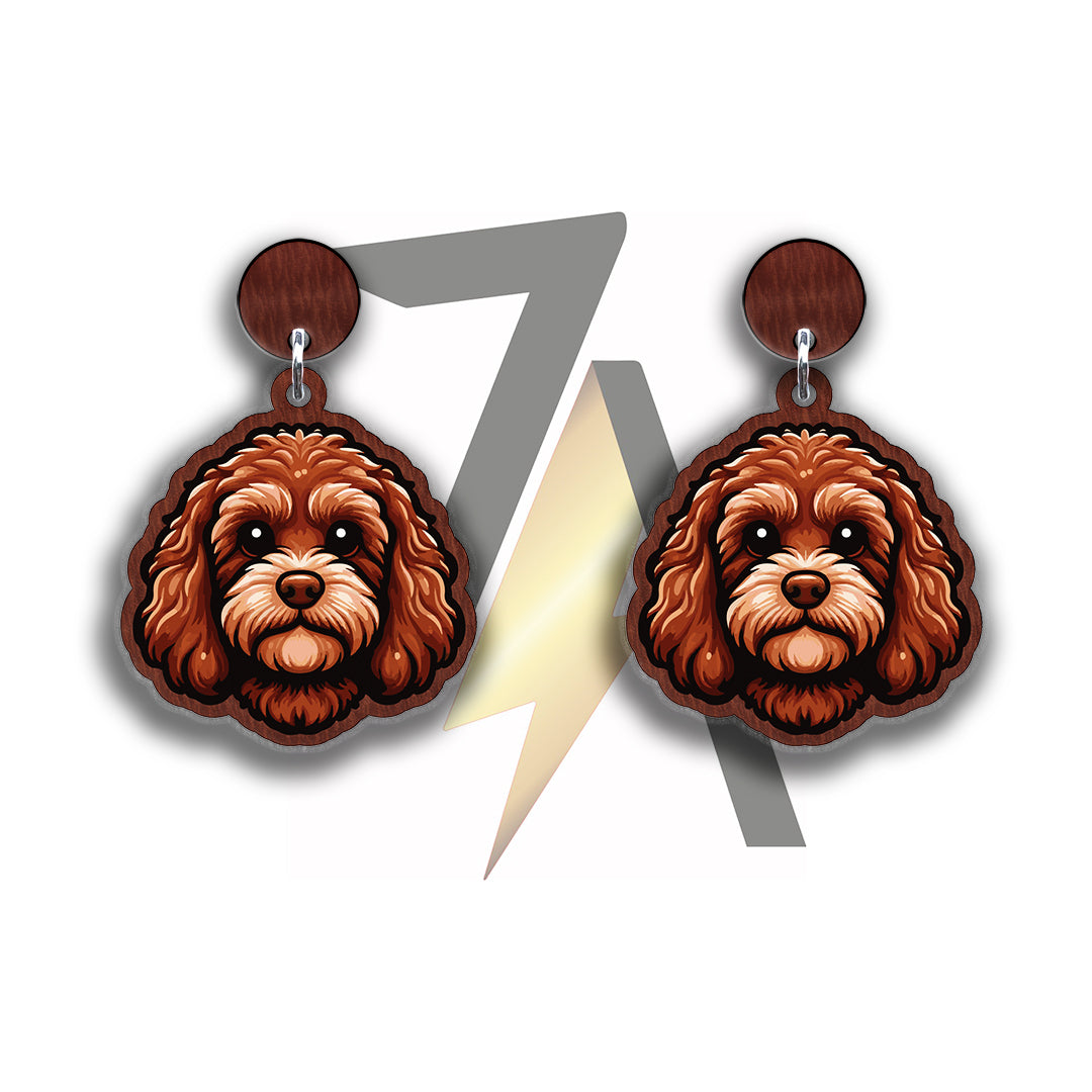 Brown Cavoodle Dangle Earrings