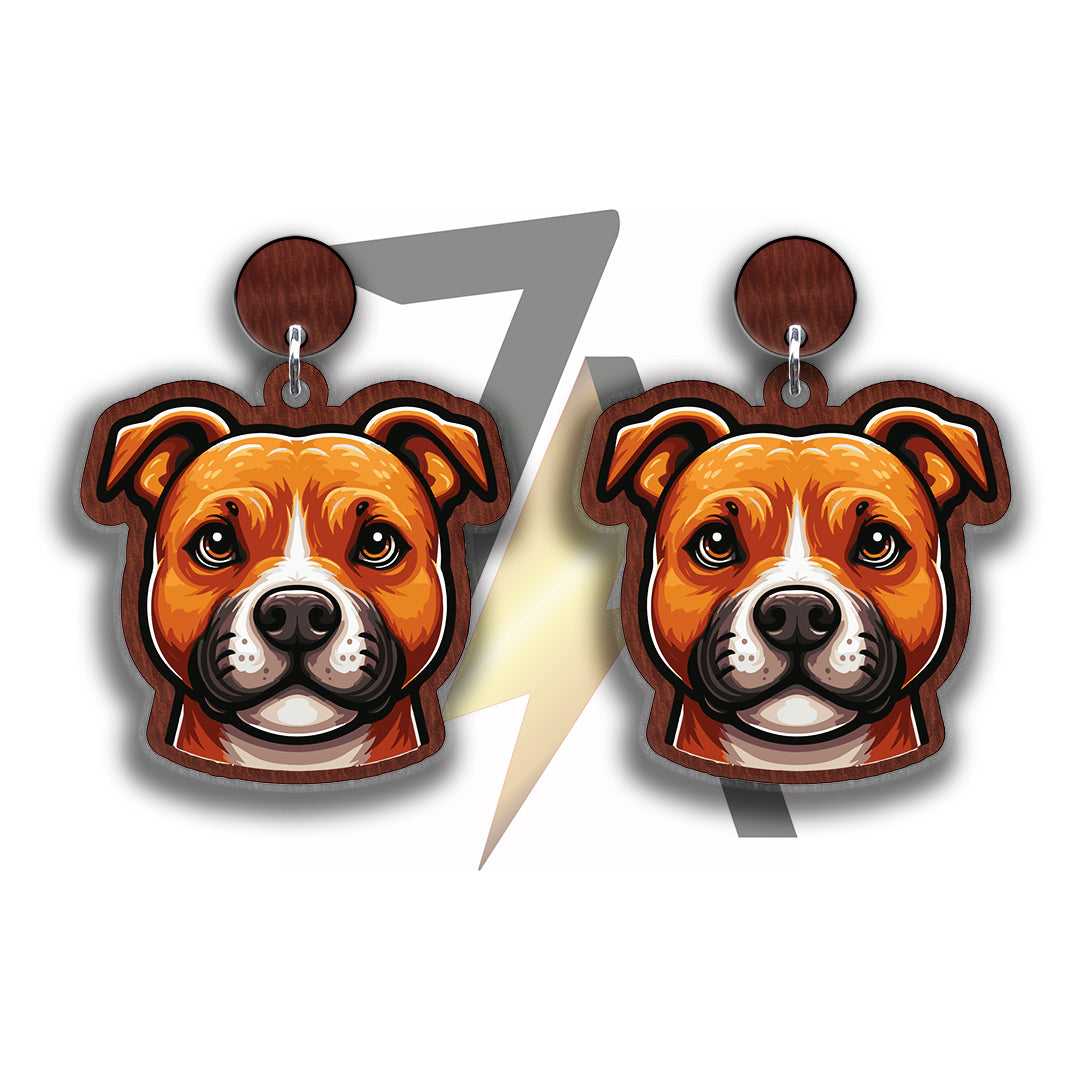 Brown Staffordshire Bull Terrier Dangle Earrings