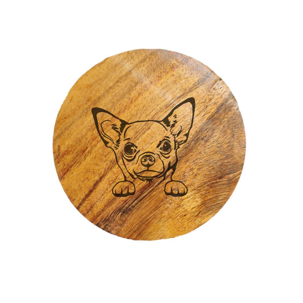 Baby Chihuahua Dog Acacia Wood Coaster