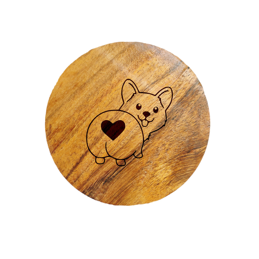 Corgi Dog Acacia Wood Coaster