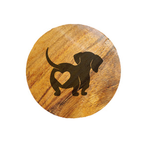 Dachshund Butt Dog Acacia Wood Coaster