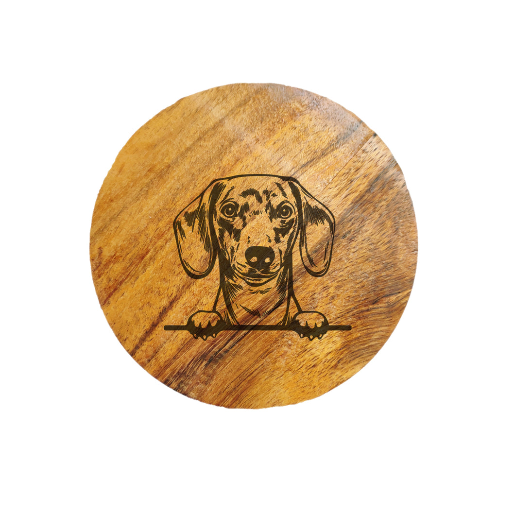 Dachshund Head Dog Acacia Wood Coaster