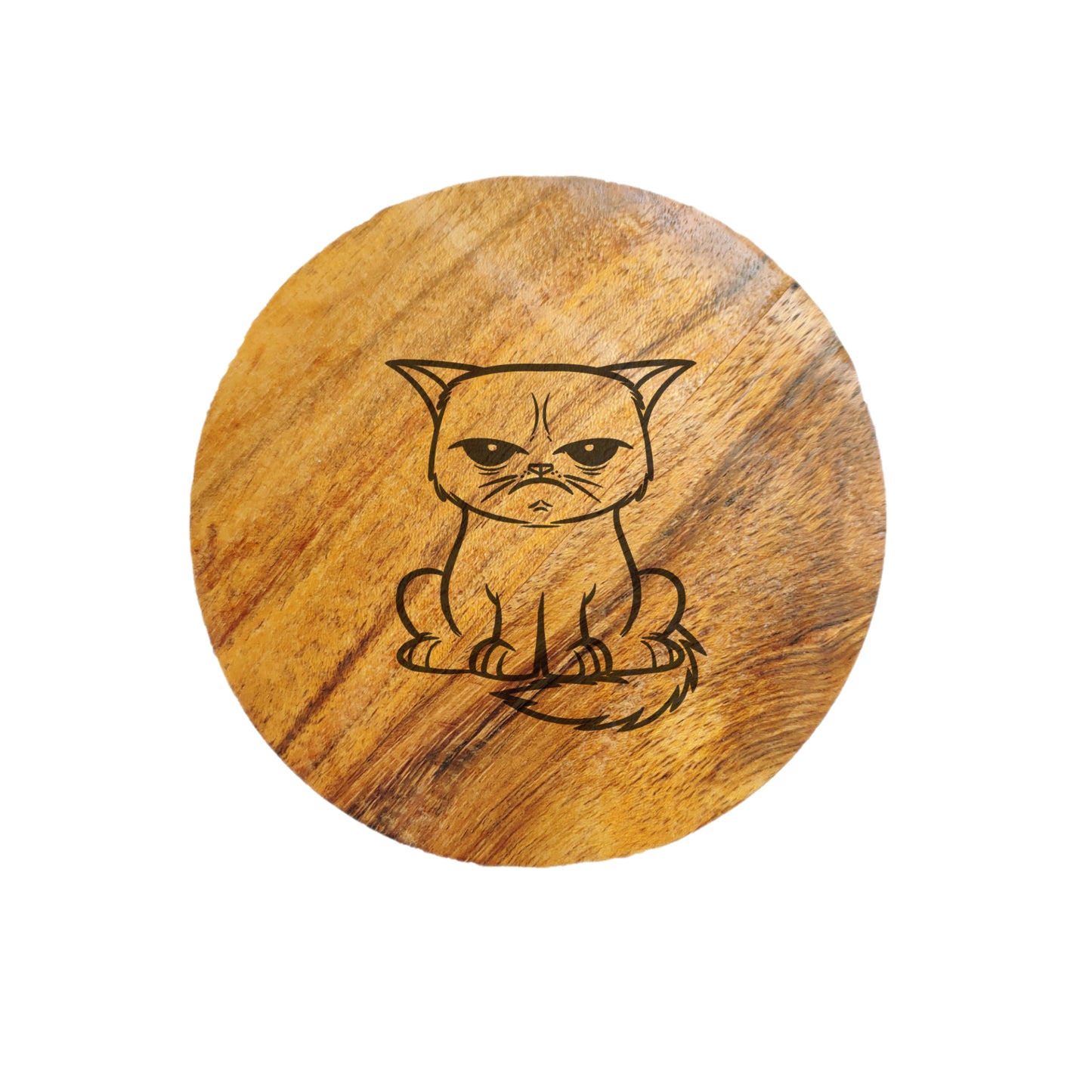 Grumpy Cat Acacia Wood Coaster