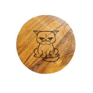 Grumpy Cat Acacia Wood Coaster