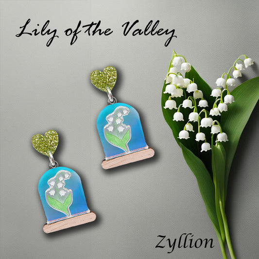 Lily of the Valley Acrylic Dangle Sterling Silver Earrings