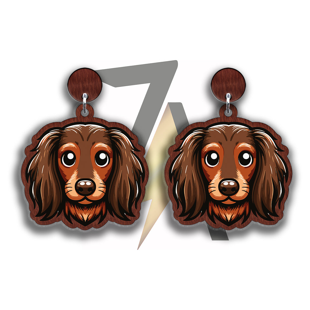 Long-haired Dachshund Dangle Earrings