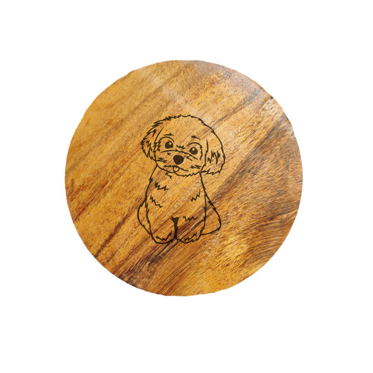 Maltese Dog Acacia Wood Coaster