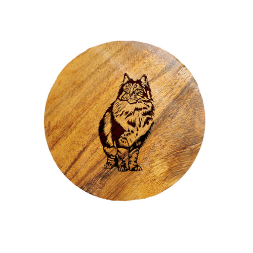 Norwegian cat Acacia Wood Coaster