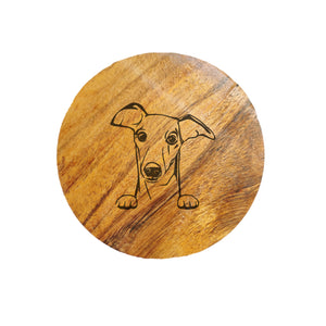 Whippet Dog Acacia Wood Coaster