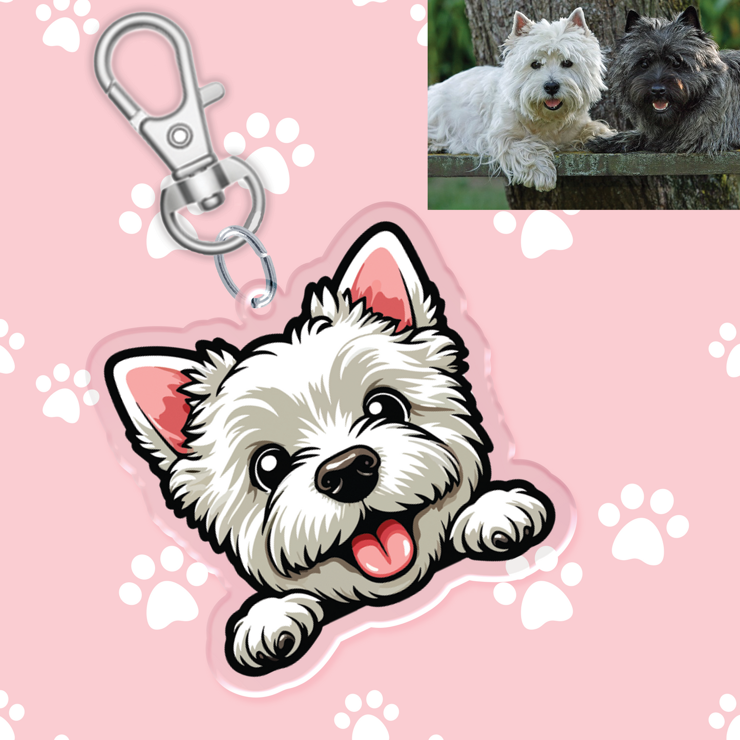 White Westie Acrylic Keychain