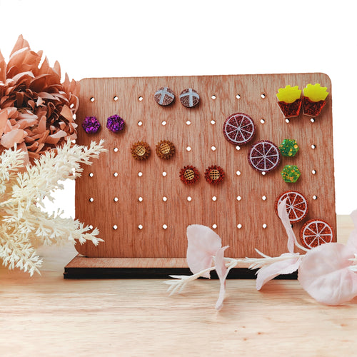 Wooden Earring Studs Stand