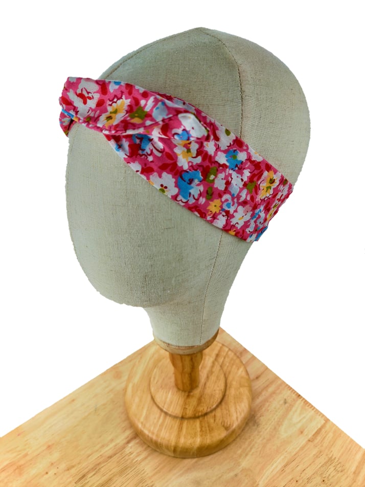 Pink Flower Wired Headband