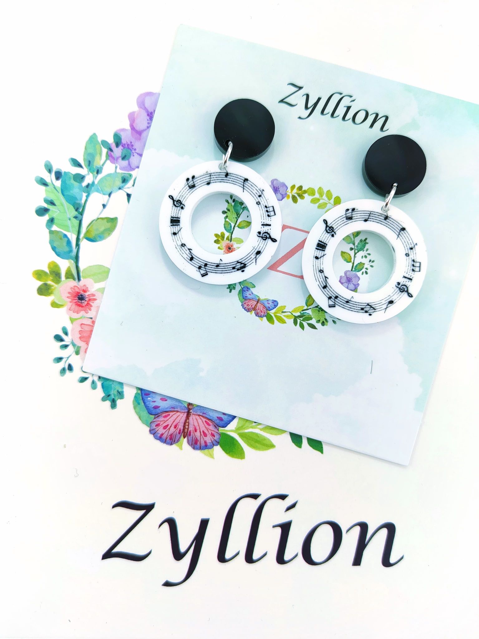 Music Loop Mini Drops Dangle Sterling Silver Earrings - Zyllion
