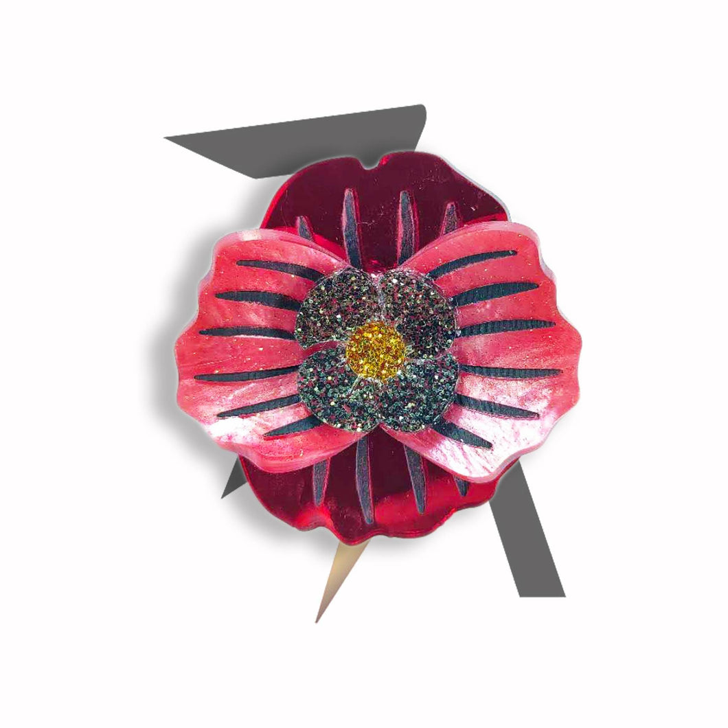 Poppy flower Brooch