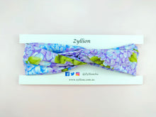 Load image into Gallery viewer, Purple &amp; Blue Flower Wired Headband