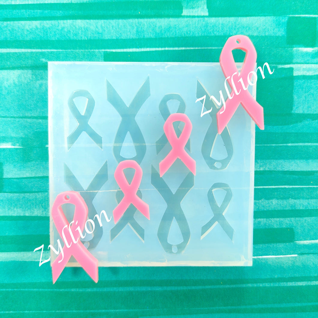 Breast cancer awareness ribbon heart Silicone mold for resin