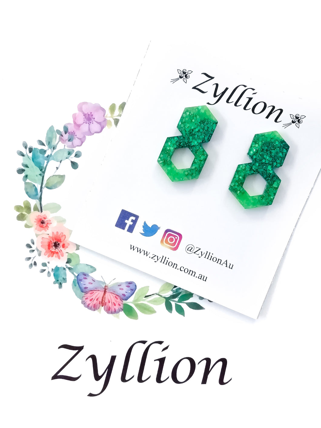 Colour Gradient Hexagon Mega Studs Sterling Silver Earrings - Zyllion