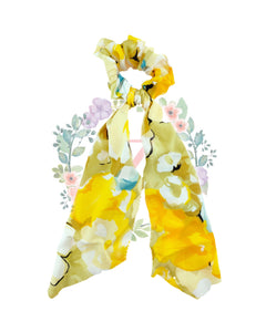 Floral Yellow Hair Scarf Scrunchies