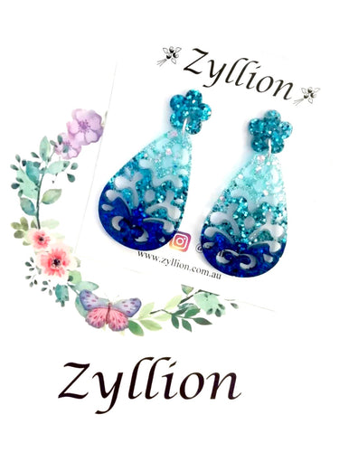 Water Droplet Colour Gradient Sterling Silver Earrings - Zyllion