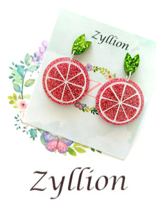 Grapefruit Dangle Sterling Silver Earrings