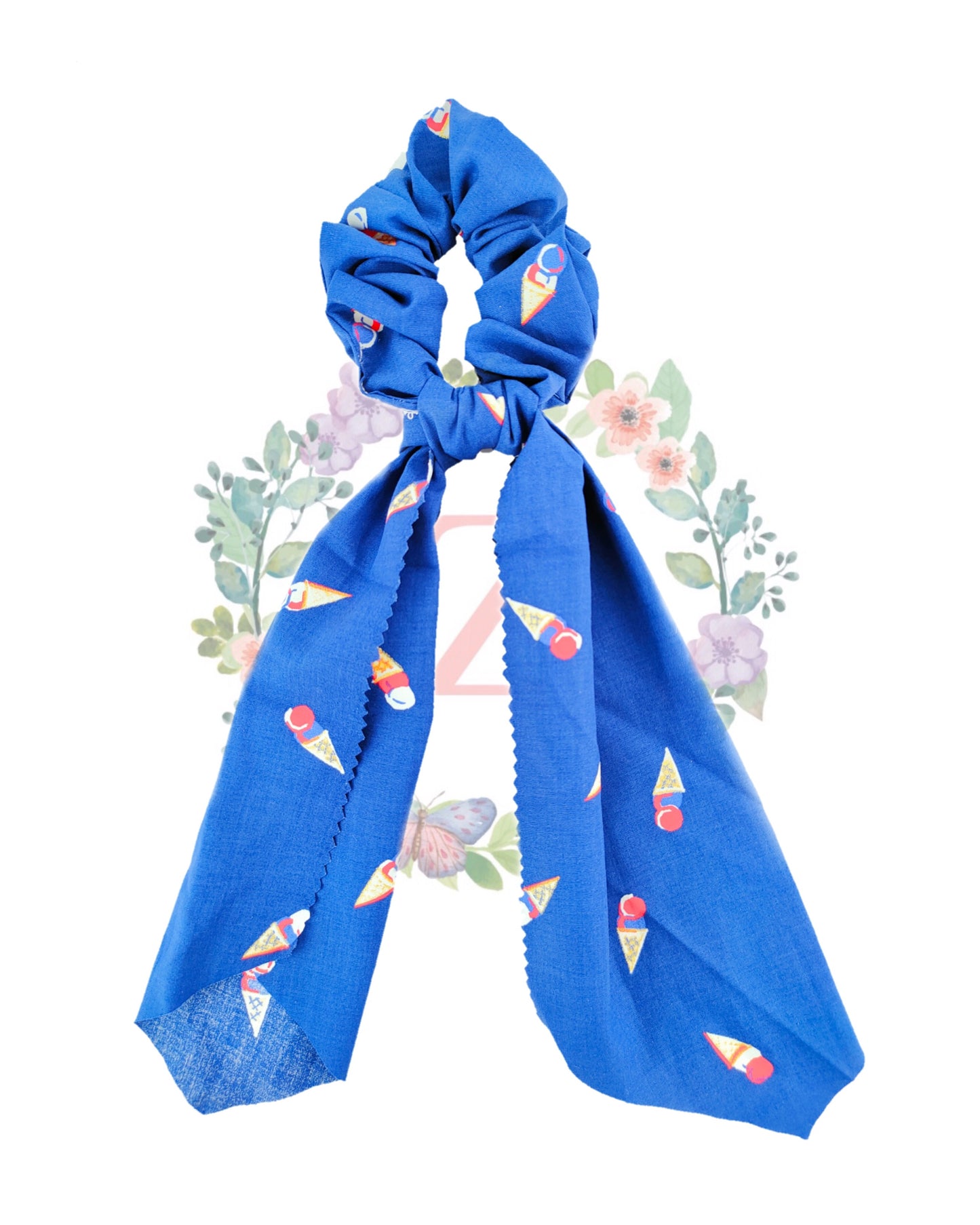 Ice-cream Blue Hair Scarf Scrunchies - Zyllion