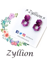 Load image into Gallery viewer, Colour Gradient Hexagon Mega Studs Sterling Silver Earrings - Zyllion