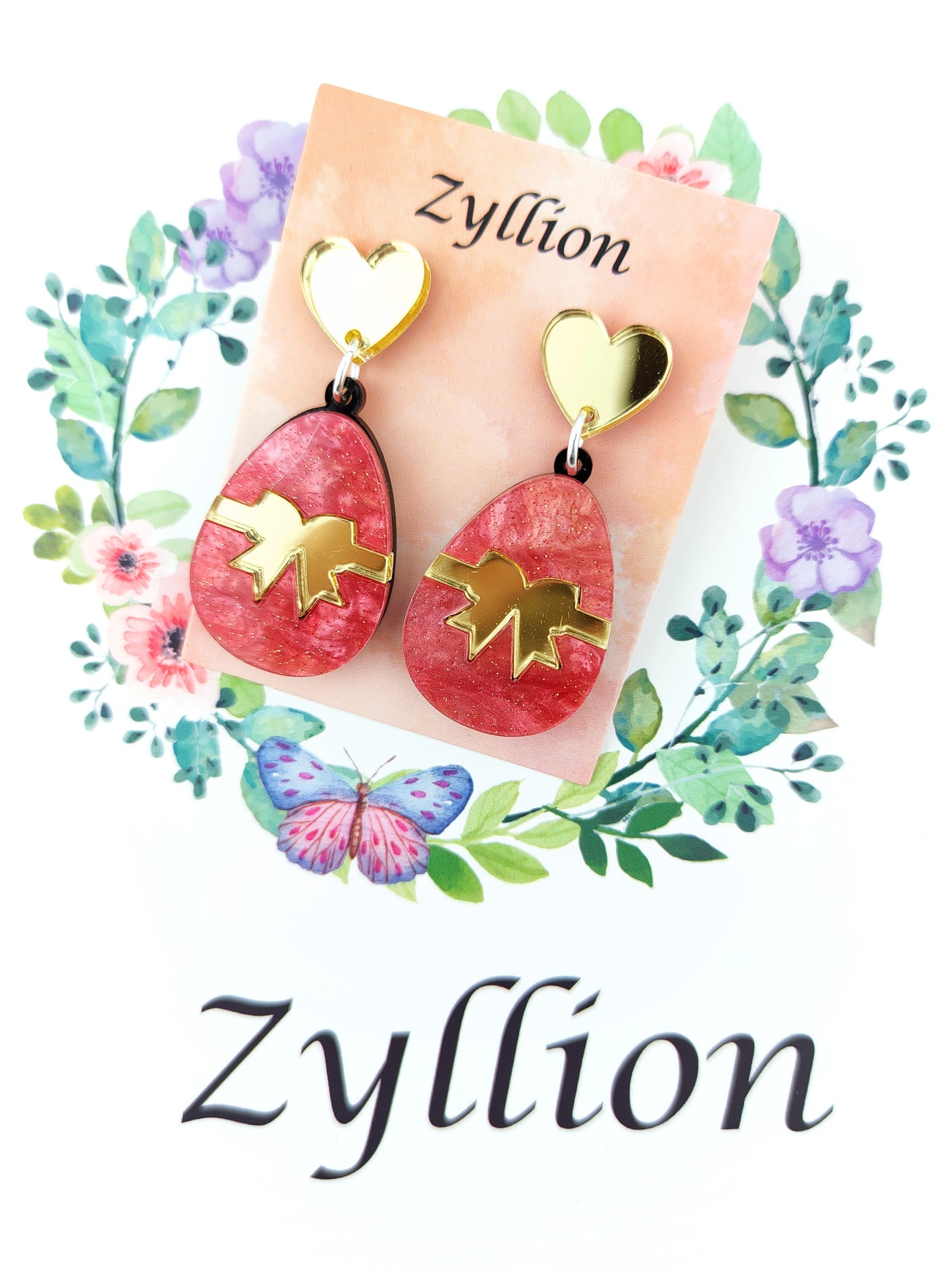 Red easter egg earring